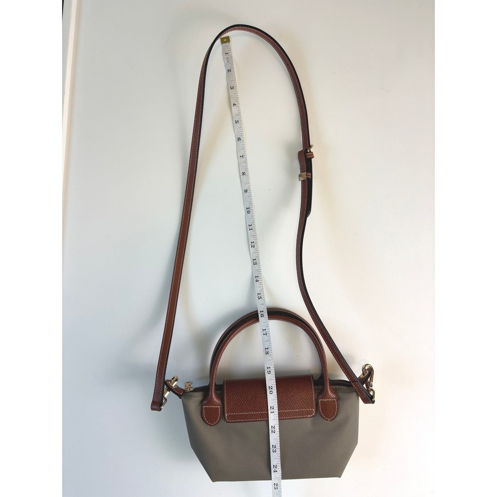 Nylon Mini Crossbody Taupe Brown Zip Top - Picture 9 of 9